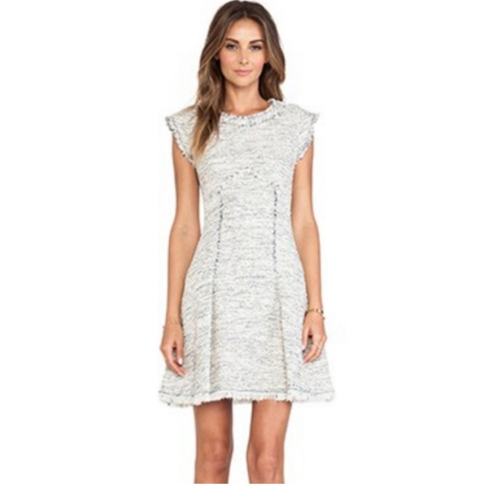 Rebecca Taylor Cream Blue Tweed Dress
